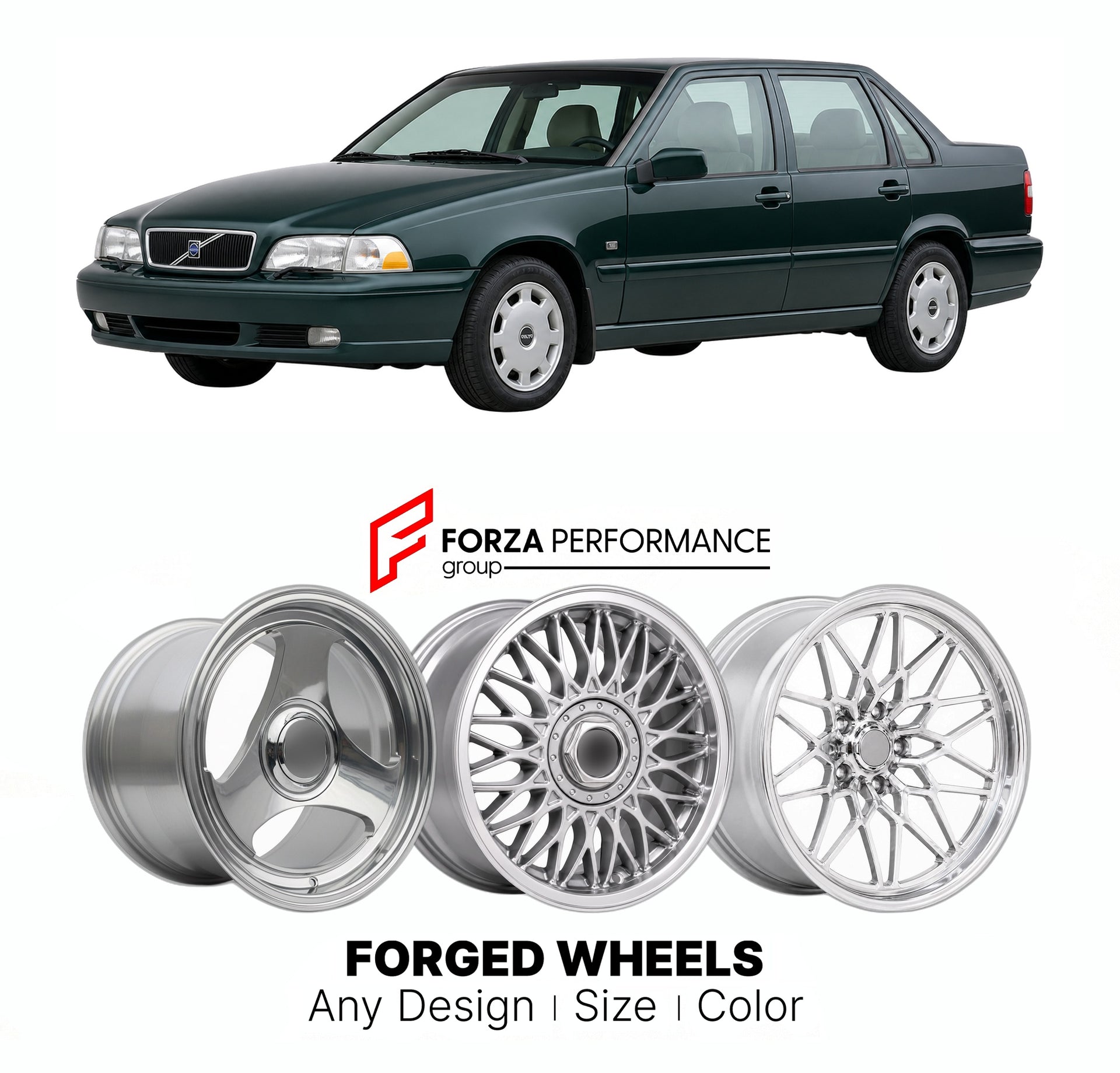 CUSTOM CLASSIC VINTAGE RESTOMOD RETRO OLD SCHOOL FORGED WHEELS RIMS for VOLVO S70 1996 - 2000

Custom forged wheels for Volvo S70 1996 - 2000. Classic, vintage, restomod wheel designs made to order in custom sizes, offsets, colors and finishes.

We manufacture premium quality forged wheels rims for Volvo S70 1996 - 2000 in any design, size, color.

THIS WHEEL DESIGN CAN BE CUSTOM-MADE FOR YOUR CAR IN ANY SIZE AND COLOR OPTIONS
Available in monoblock, 2-piece, 3-piece, duoblock, beadlock
3D wheel renderings 