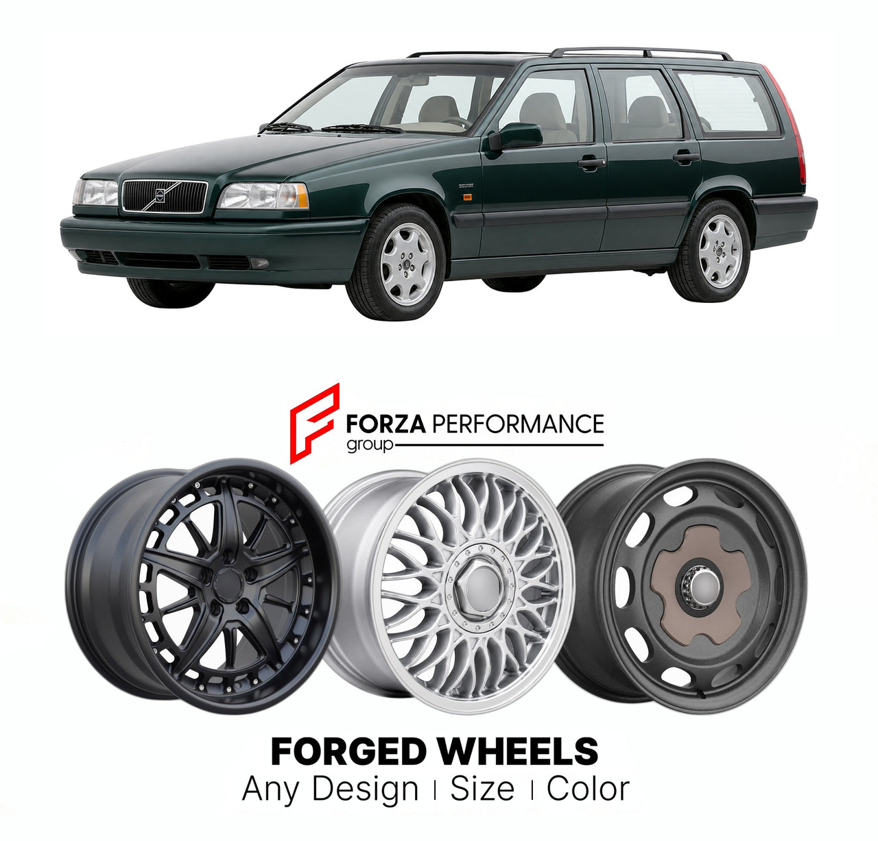 CUSTOM CLASSIC VINTAGE RESTOMOD RETRO OLD SCHOOL FORGED WHEELS RIMS for VOLVO V70 I 1996 - 2000

Custom forged wheels for Volvo V70 I 1996 - 2000. Classic, vintage, restomod wheel designs made to order in custom sizes, offsets, colors and finishes.

We manufacture premium quality forged wheels rims for Volvo V70 I 1996 - 2000 in any design, size, color.

THIS WHEEL DESIGN CAN BE CUSTOM-MADE FOR YOUR CAR IN ANY SIZE AND COLOR OPTIONS
Available in monoblock, 2-piece, 3-piece, duoblock, beadlock
3D wheel rende