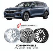 Custom forged wheels for Voyah Dongfeng Free 2021+. Made-to-order monoblock, 2-piece and 3-piece wheels in custom sizes, offsets, colors and finishes with guaranteed vehicle fitment.

We manufacture premium quality forged wheels rims for Voyah Dongfeng Free 2021+ in any design, size, color.

THIS WHEEL DESIGN CAN BE CUSTOM-MADE FOR YOUR CAR IN ANY SIZE AND COLOR OPTIONS
Available in monoblock, 2-piece, 3-piece, duoblock, beadlock
3D wheel renderings are provided according to the exact dimensions and specifi