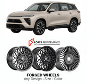 Custom forged wheels for Wey GWM 03 Coffee 02 2022+. Made-to-order monoblock, 2-piece and 3-piece wheels in custom sizes, offsets, colors and finishes with guaranteed vehicle fitment.

We manufacture premium quality forged wheels rims for Wey GWM 03 Coffee 02 2022+ in any design, size, color.

THIS WHEEL DESIGN CAN BE CUSTOM-MADE FOR YOUR CAR IN ANY SIZE AND COLOR OPTIONS
Available in monoblock, 2-piece, 3-piece, duoblock, beadlock
3D wheel renderings are provided according to the exact dimensions and speci