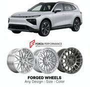 Custom forged wheels for XPeng G3i 2021+. Made-to-order monoblock, 2-piece and 3-piece wheels in custom sizes, offsets, colors and finishes with guaranteed vehicle fitment.

We manufacture premium quality forged wheels rims for XPeng G3i 2021+ in any design, size, color.

THIS WHEEL DESIGN CAN BE CUSTOM-MADE FOR YOUR CAR IN ANY SIZE AND COLOR OPTIONS
Available in monoblock, 2-piece, 3-piece, duoblock, beadlock
3D wheel renderings are provided according to the exact dimensions and specifications requested by