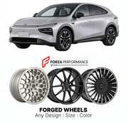 Custom forged wheels for XPeng G7 2025+. Made-to-order monoblock, 2-piece and 3-piece wheels in custom sizes, offsets, colors and finishes with guaranteed vehicle fitment.

We manufacture premium quality forged wheels rims for XPeng G7 2025+ in any design, size, color.

THIS WHEEL DESIGN CAN BE CUSTOM-MADE FOR YOUR CAR IN ANY SIZE AND COLOR OPTIONS
Available in monoblock, 2-piece, 3-piece, duoblock, beadlock
3D wheel renderings are provided according to the exact dimensions and specifications requested by t