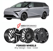 Custom forged wheels for XPeng X9 2024+. Made-to-order monoblock, 2-piece and 3-piece wheels in custom sizes, offsets, colors and finishes with guaranteed vehicle fitment.

We manufacture premium quality forged wheels rims for XPeng X9 2024+ in any design, size, color.

THIS WHEEL DESIGN CAN BE CUSTOM-MADE FOR YOUR CAR IN ANY SIZE AND COLOR OPTIONS
Available in monoblock, 2-piece, 3-piece, duoblock, beadlock
3D wheel renderings are provided according to the exact dimensions and specifications requested by t