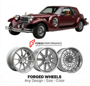 CUSTOM CLASSIC VINTAGE RESTOMOD RETRO OLD SCHOOL FORGED WHEELS RIMS for ZIMMER GOLDEN SPIRIT 1978 - 1989
Custom forged wheels for classic American muscle cars. Ideal for restomod builds, vintage restorations, and show cars. Deep dish and retro styling available.

We manufacture premium quality forged wheels rims for Zimmer Golden Spirit 1978 - 1989 in any design, size, color.

THIS WHEEL DESIGN CAN BE CUSTOM-MADE FOR YOUR CAR IN ANY SIZE AND COLOR OPTIONS
Available in monoblock, 2-piece, 3-piece, duoblock, 