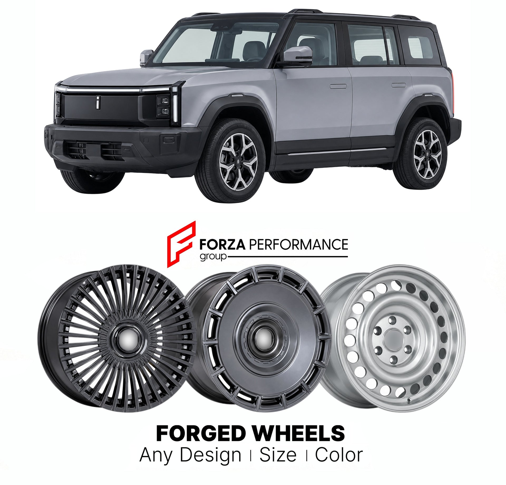 Custom forged wheels for iCar Chery 03 iCaur 03 2023+. Made-to-order monoblock, 2-piece and 3-piece wheels in custom sizes, offsets, colors and finishes with guaranteed vehicle fitment.

We manufacture premium quality forged wheels rims for iCar Chery 03 iCaur 03 2023+ in any design, size, color.

THIS WHEEL DESIGN CAN BE CUSTOM-MADE FOR YOUR CAR IN ANY SIZE AND COLOR OPTIONS
Available in monoblock, 2-piece, 3-piece, duoblock, beadlock
3D wheel renderings are provided according to the exact dimensions and s