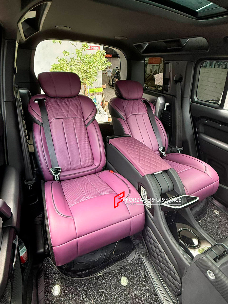 LUXURY VIP SEATS SET for LAND ROVER DEFENDER 110 2019+

Functions: Ventilation, heating, massage, touch screen, refrigerator, adjustments, cup holders.

Instalation on the original car screw hole position.

NOTE: Professional installation is required.

CONTACT US FOR PRICING