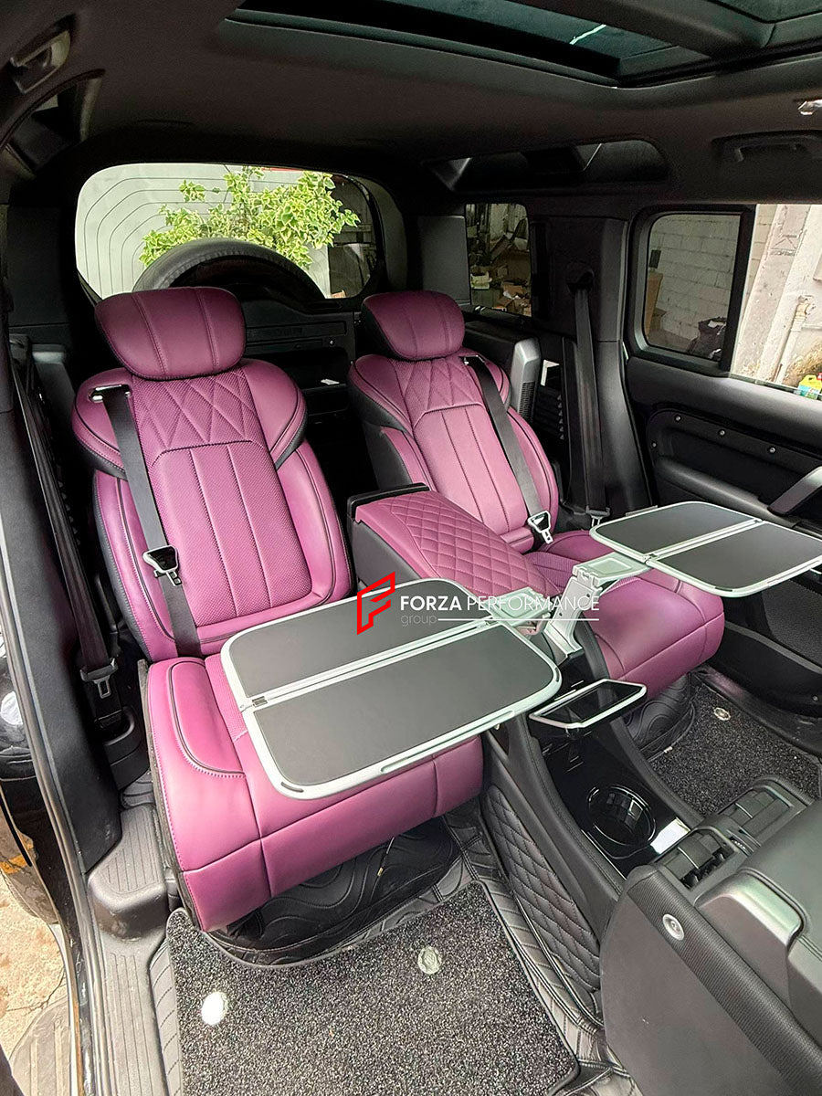 LUXURY VIP SEATS SET for LAND ROVER DEFENDER 110 2019+

Functions: Ventilation, heating, massage, touch screen, refrigerator, adjustments, cup holders.

Instalation on the original car screw hole position.

NOTE: Professional installation is required.

CONTACT US FOR PRICING