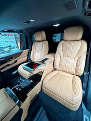 LUXURY VIP SEATS SET for LEXUS LX600

Functions: Ventilation, heating, massage, touch screen, folding tabel, refrigerator, adjustments, cup holders.

Seats moved 10cm back for more leg space.

Instalation on the original car screw hole position.

NOTE: Professional installation is required.

CONTACT US FOR PRICING