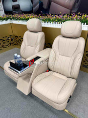 LUXURY VIP SEATS SET for LEXUS LX600

Functions: Ventilation, heating, massage, touch screen, folding tabel, refrigerator, adjustments, cup holders.

Seats moved 10cm back for more leg space.

Instalation on the original car screw hole position.

NOTE: Professional installation is required.

CONTACT US FOR PRICING