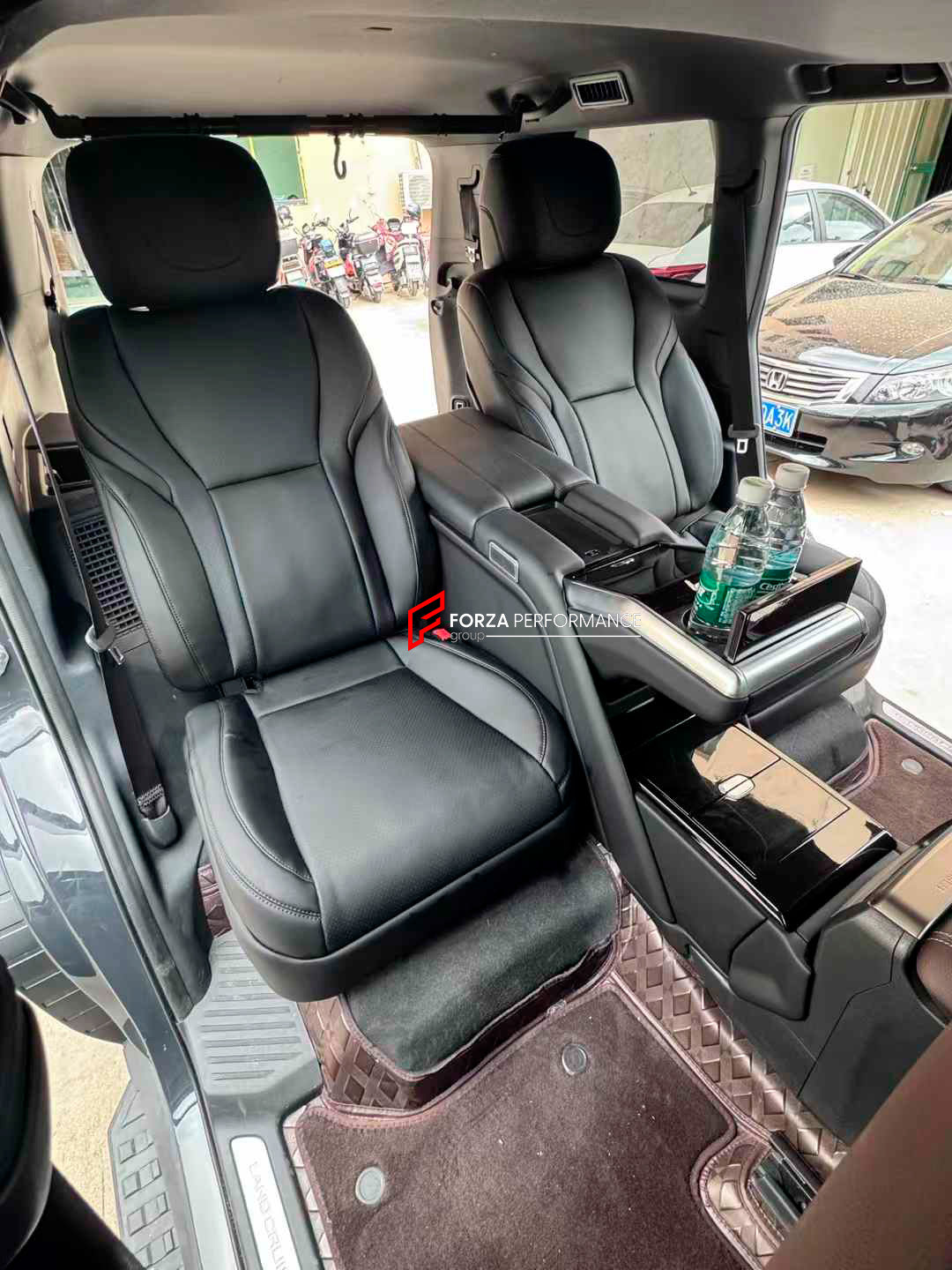 LUXURY VIP SEATS SET for TOYOTA LAND CRUSIER LC250

Functions: Ventilation, heating, massage, touch screen, folding tabel, refrigerator, adjustments, cup holders.

Seats moved 10cm back for more leg space.

Instalation on the original car screw hole position.

NOTE: Professional installation is required.