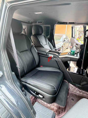 LUXURY VIP SEATS SET for TOYOTA LAND CRUSIER LC250

Functions: Ventilation, heating, massage, touch screen, folding tabel, refrigerator, adjustments, cup holders.

Seats moved 10cm back for more leg space.

Instalation on the original car screw hole position.

NOTE: Professional installation is required.
