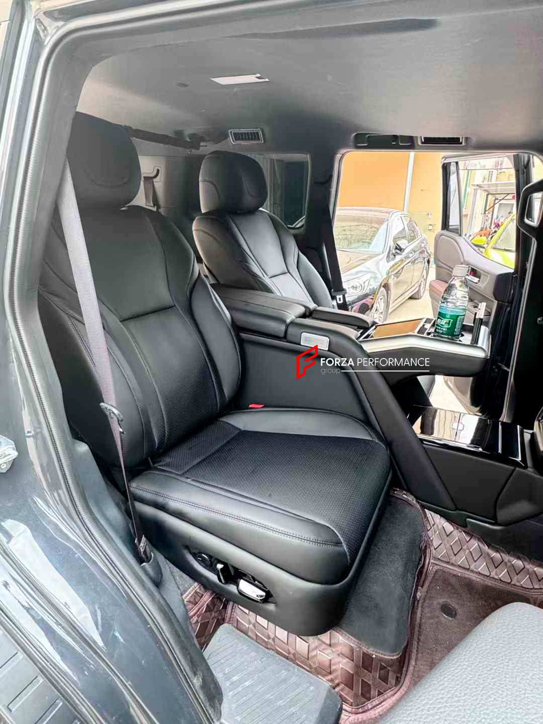 LUXURY VIP SEATS SET for TOYOTA LAND CRUSIER LC250

Functions: Ventilation, heating, massage, touch screen, folding tabel, refrigerator, adjustments, cup holders.

Seats moved 10cm back for more leg space.

Instalation on the original car screw hole position.

NOTE: Professional installation is required.