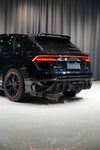 WIDE DRY CARBON BODY KIT FOR AUDI Q8 | RSQ8 4M 2019+   Set include:  Front Bumper Assembly Front Bumper Canards Hood/Bonnet Front Fenders Fender Flares Side Skirts Rear Roof Spoiler Trunk Wing Spoiler Exhaust system Rear Bumper Rear Diffuser