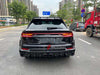 WIDE DRY CARBON BODY KIT FOR AUDI Q8 | RSQ8 4M 2019+   Set include:  Front Bumper Assembly Front Bumper Canards Hood/Bonnet Front Fenders Fender Flares Side Skirts Rear Roof Spoiler Trunk Wing Spoiler Exhaust system Rear Bumper Rear Diffuser