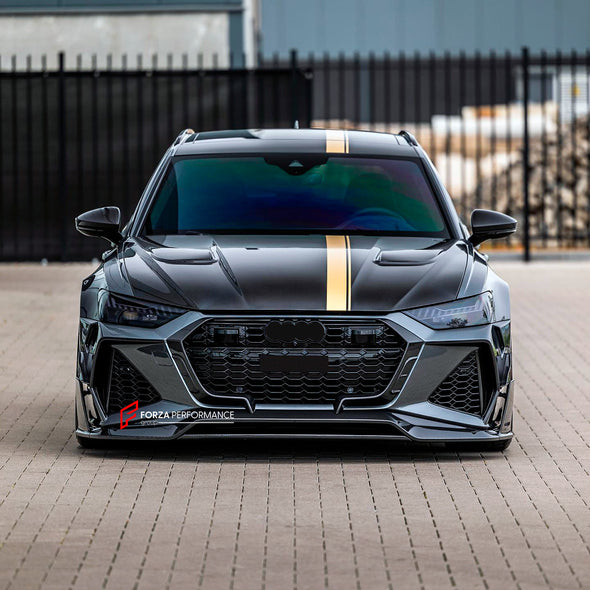 DRY CARBON BODY KIT WITH EXHAUST SYSTEM for AUDI RS6 C8

Set includes:

Front Lip
Front Bumper

Hood / Bonnet
Side Skirts
Roof Spoiler
Rear Diffuser
Exhaust System


Material: Dry Carbon Fiber

NOTE: Professional installation is required