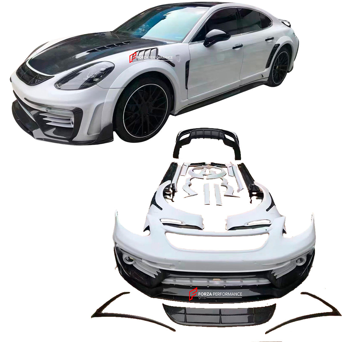 CARBON BODY KIT for PORSCHE PANAMERA 971.1 2017 - 2020

Set includes:

Front Canards
Front Bumper
Hood
Side Skirts
Side Fenders with Vents
Rear Canards
Rear Spoiler
Rear Diffuser

Mirror Covers

Material: Carbon

NOTE: Professional installation is required. Factory LED DRL must be reused