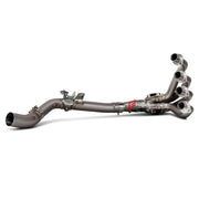 MANUAL VALVED TITANIUM MOTORCYCLE EXHAUST SYSTEM for KAWASAKI ZX-4R

Set include:

Header
4-1 Merge Collector
Valve
Mid Pipe

Aprox Weight: 5 kg (11 lbs)

Material: Titanium (can be made in Stainless Steel)

NOTE:&nbsp;Professional installation is required.

FEATURES:

Engineered Digital prototyping using 3D CAD design software, each car model chassis has been 3D laser scanned in the factor
Factory run all test cars on Italian 1200HP Dyno machine, to make the best performance design of exhaust
CNC bending m