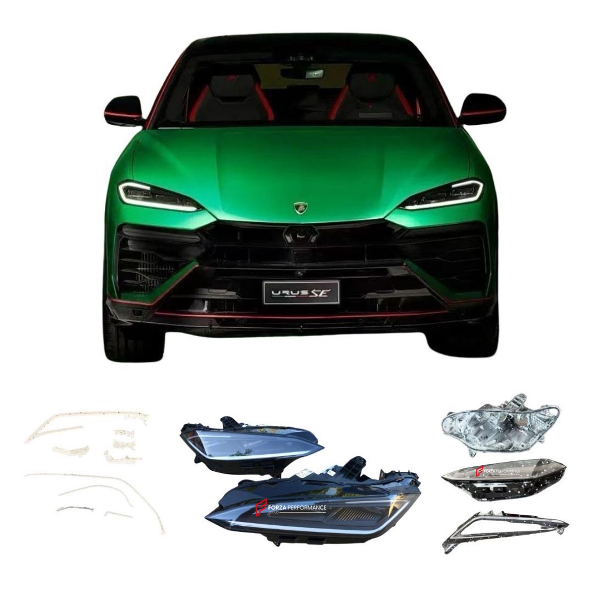 MATRIX LED HEADLIGHTS for LAMBORGHINI URUS SE LHD 2024+ Forza Performance Custom fit 4ML941035
Set includes:

Left Headlight
Right Headlight
OEM Part Number: 4ML941035
Material: LED

NOTE: For left-hand-drive (LHD) vehicles only. Professional installation is required.