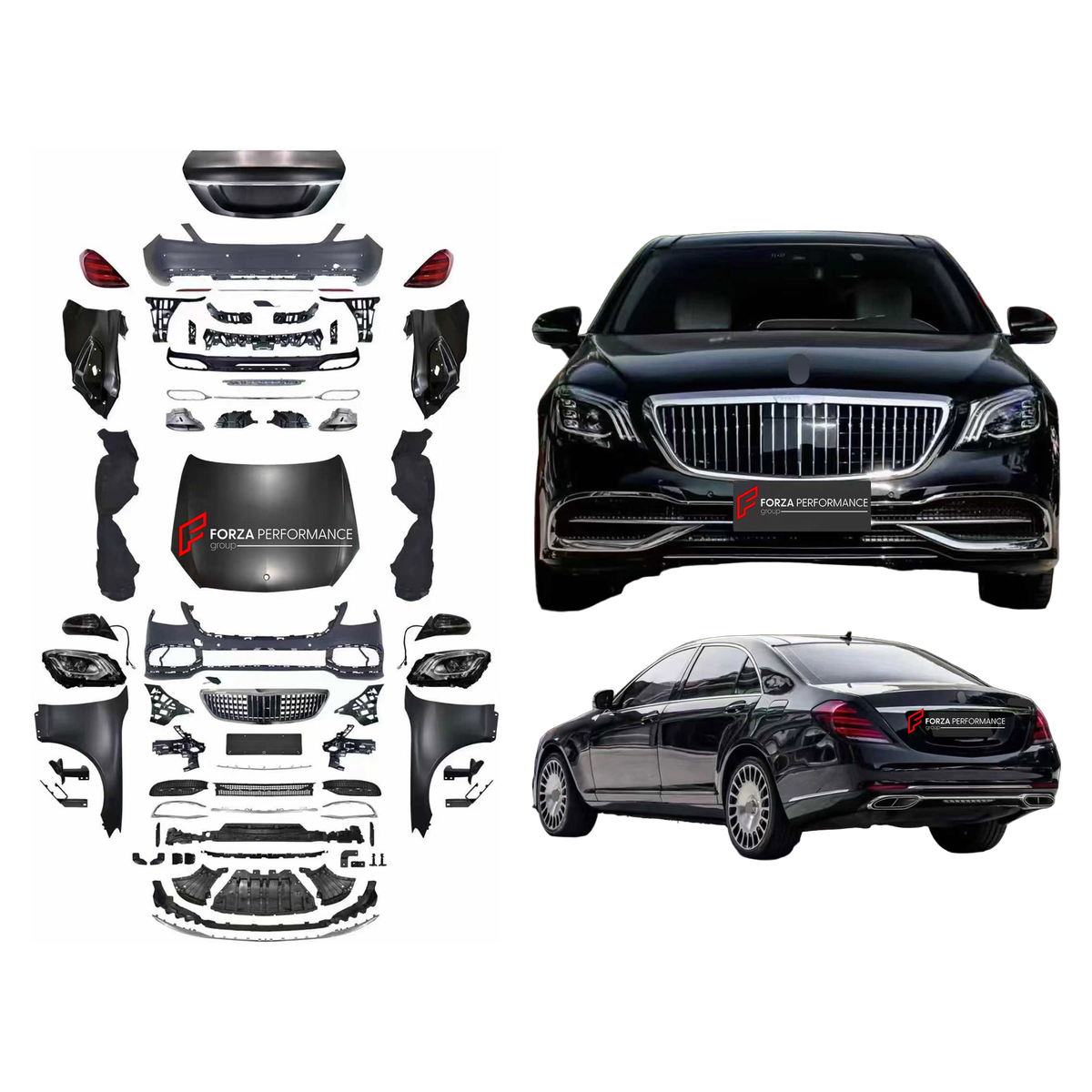 CONVERSION BODY KIT for MERCEDES-BENZ S CLASS W221 2005 - 2013 UPGRADE to W222 MAYBACH 2015 - 2020