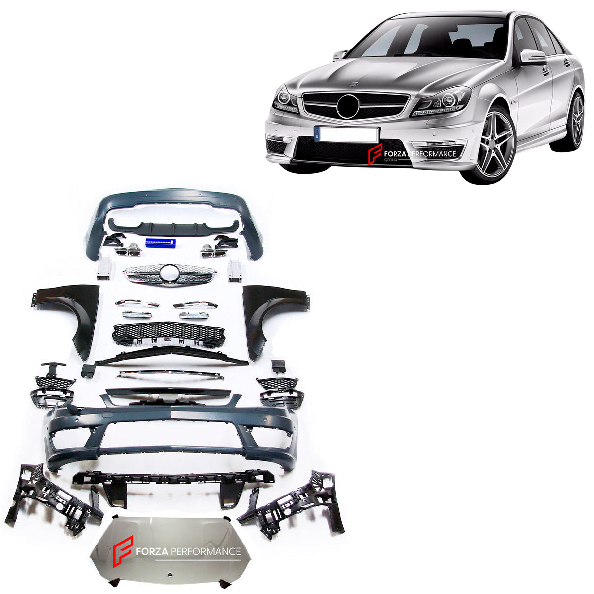 CONVERSION BODY KIT for MERCEDES BENZ C CLASS W204 2007 - 2014 UPGRADE to C63 FACELIFT