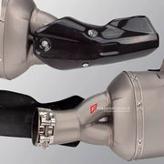 MOTORCYCLE EXHAUST SLIP ON for BMW R1200GS R1250GS ADVENTURE 2014+

Set include:

Exhaust Slip On

Material: Titanium (can be made in Stainless Steel)

NOTE: Professional installation is required.

FEATURES:

Engineered Digital prototyping using 3D CAD design software, each car model chassis has been 3D laser scanned in the factor
Factory run all test cars on Italian 1200HP Dyno machine, to make the best performance design of exhaust
CNC bending machine accurately bends the tube according to the computer da