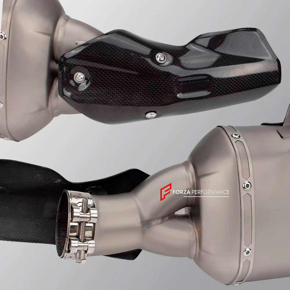 MOTORCYCLE EXHAUST SLIP ON for BMW R1200GS R1250GS ADVENTURE 2014+

Set include:

Exhaust Slip On

Material: Titanium (can be made in Stainless Steel)

NOTE: Professional installation is required.

FEATURES:

Engineered Digital prototyping using 3D CAD design software, each car model chassis has been 3D laser scanned in the factor
Factory run all test cars on Italian 1200HP Dyno machine, to make the best performance design of exhaust
CNC bending machine accurately bends the tube according to the computer da