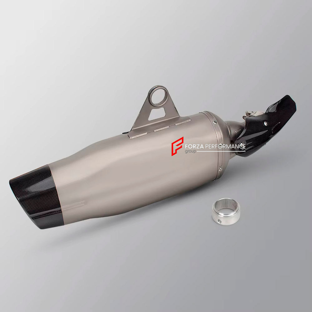 MOTORCYCLE EXHAUST SLIP ON for BMW R1200GS R1250GS ADVENTURE 2014+

Set include:

Exhaust Slip On

Material: Titanium (can be made in Stainless Steel)

NOTE: Professional installation is required.

FEATURES:

Engineered Digital prototyping using 3D CAD design software, each car model chassis has been 3D laser scanned in the factor
Factory run all test cars on Italian 1200HP Dyno machine, to make the best performance design of exhaust
CNC bending machine accurately bends the tube according to the computer da