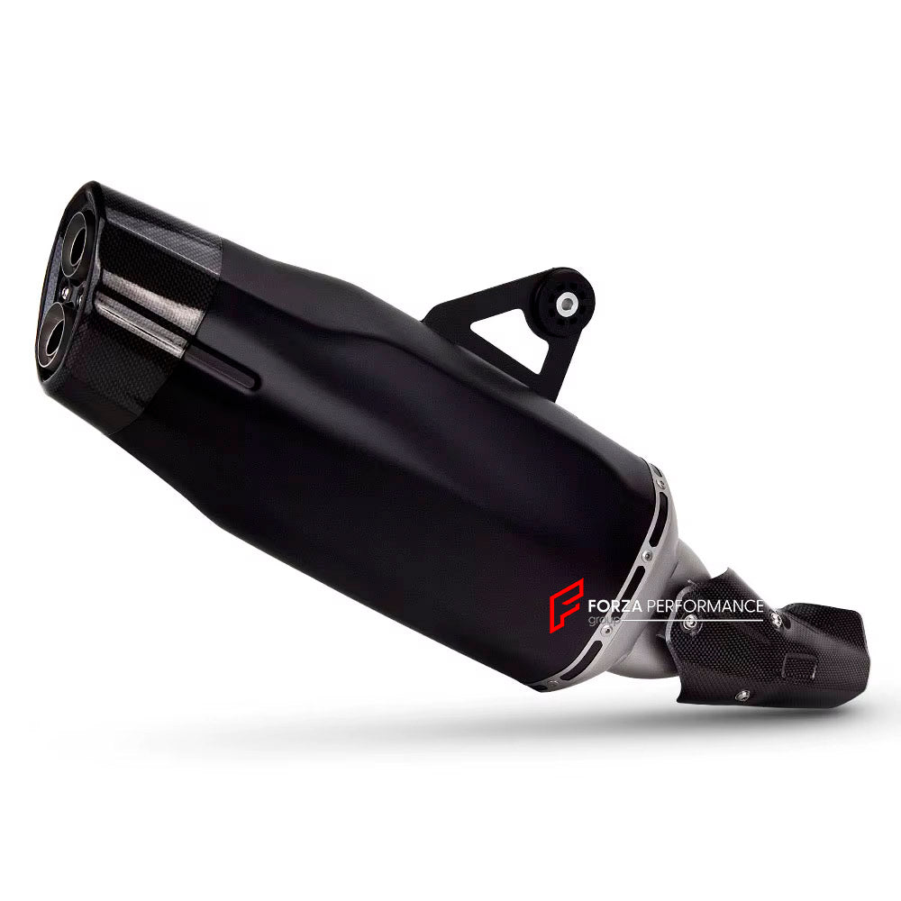 MOTORCYCLE EXHAUST SLIP ON for BMW R1200GS R1250GS ADVENTURE 2014+

Set include:

Exhaust Slip On

Material: Titanium (can be made in Stainless Steel)

NOTE: Professional installation is required.

FEATURES:

Engineered Digital prototyping using 3D CAD design software, each car model chassis has been 3D laser scanned in the factor
Factory run all test cars on Italian 1200HP Dyno machine, to make the best performance design of exhaust
CNC bending machine accurately bends the tube according to the computer da