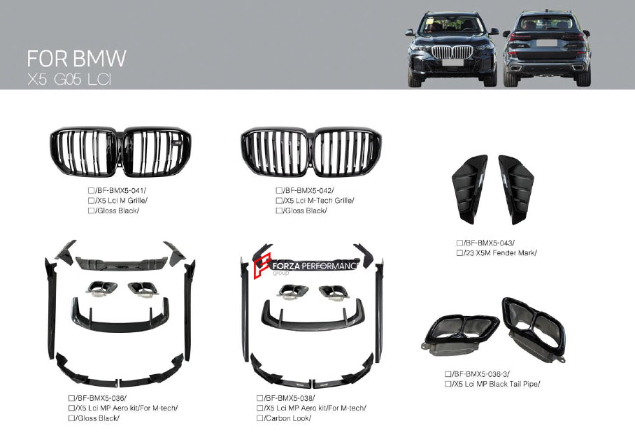 MP M-PERFORMANCE STYLE AERO KIT FOR BODY KIT FOR BMW X5 G05 LCI 2023+