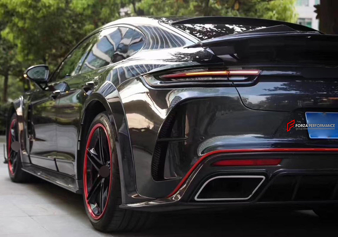 CARBON WIDE BODY KIT for PORSCHE PANAMERA 971.1 2017 - 2020

Set includes:

Front Bumper
Front Canards
Hood Bonnet
Side Mirror Covers
Side Skirts
Side Fenders with Vents
Rear Canards
Rear Spoiler
Rear Diffuser
Material: Carbon

NOTE: Professional installation is required. Factory LED DRL must be reused.
