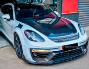 CARBON WIDE BODY KIT for PORSCHE PANAMERA 971.1 2017 - 2020

Set includes:

Front Bumper
Front Canards
Hood Bonnet
Side Mirror Covers
Side Skirts
Side Fenders with Vents
Rear Canards
Rear Spoiler
Rear Diffuser
Material: Carbon

NOTE: Professional installation is required. Factory LED DRL must be reused.