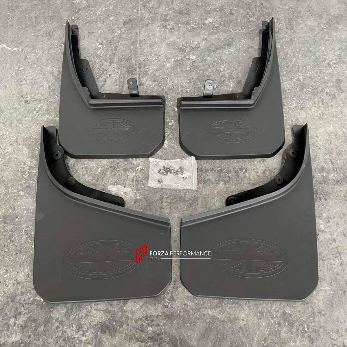 Mud Flaps for Land Rover Defender L663 90 110 2020+
Set includes:

Mud Flaps
Material: Plastic

NOTE: Professional installation is required.