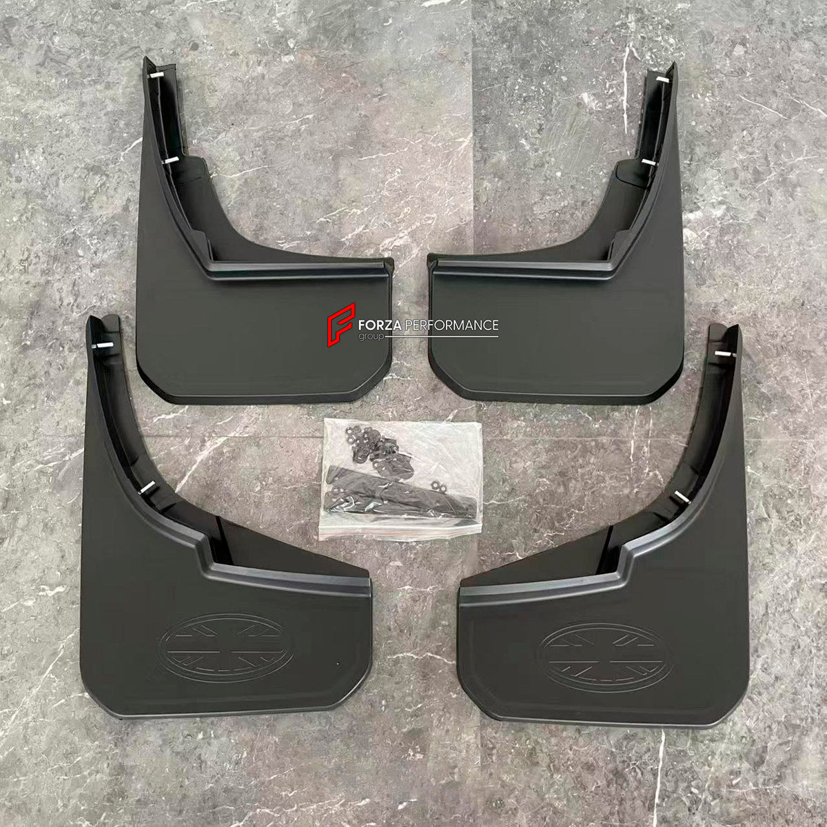 Mud Flaps for Land Rover Defender L663 90 110 2020+
Set includes:

Mud Flaps
Material: Plastic

NOTE: Professional installation is required.