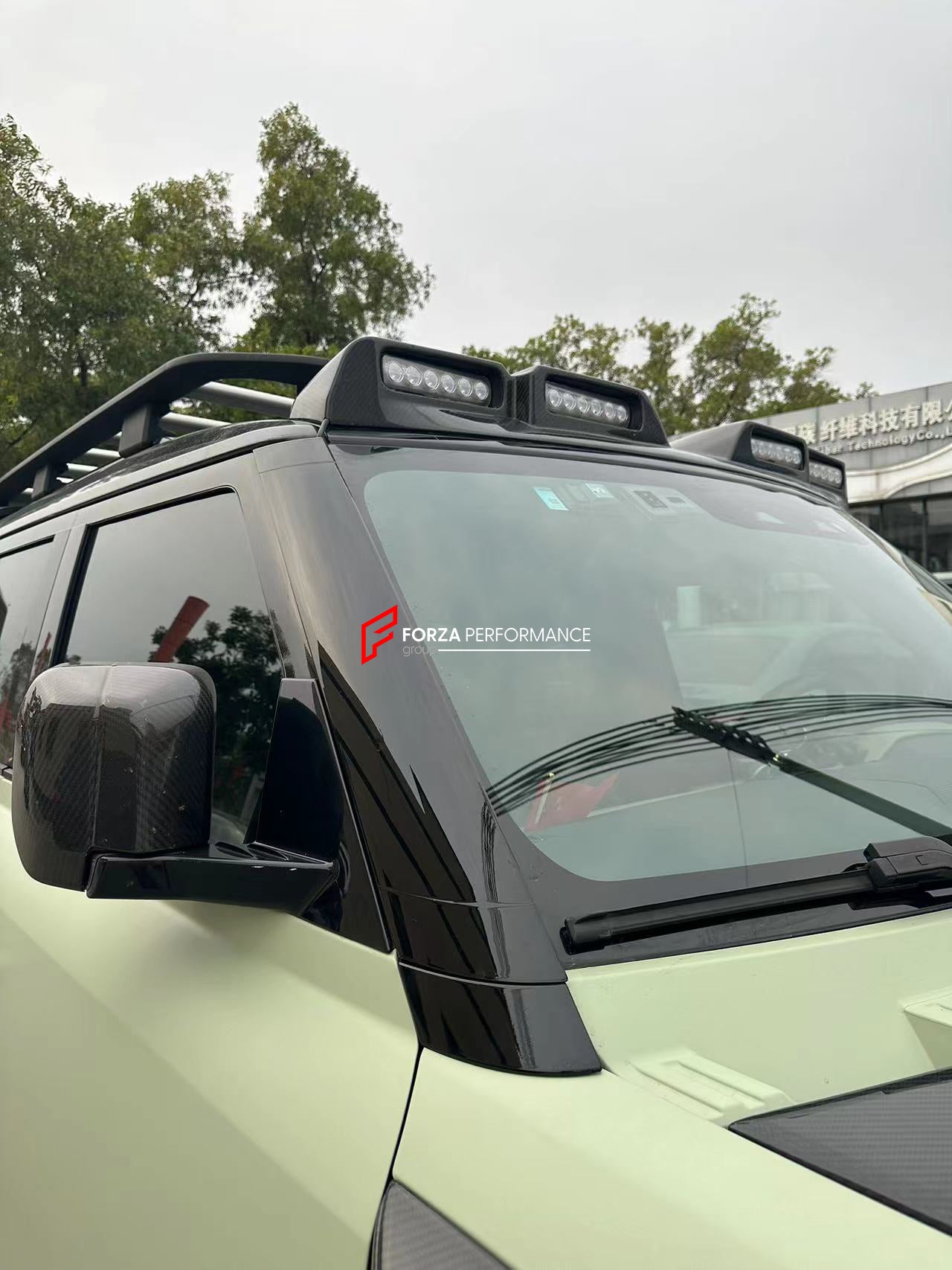 WIDE BODY KIT for LAND ROVER DEFENDER 2021+  Set includes:  Front Bumper Rear Bumper Side Fenders Side Skirts Front Grille Roof LED Bar Dry Carbon Hood with Glass Roof Spoiler Side Skirts