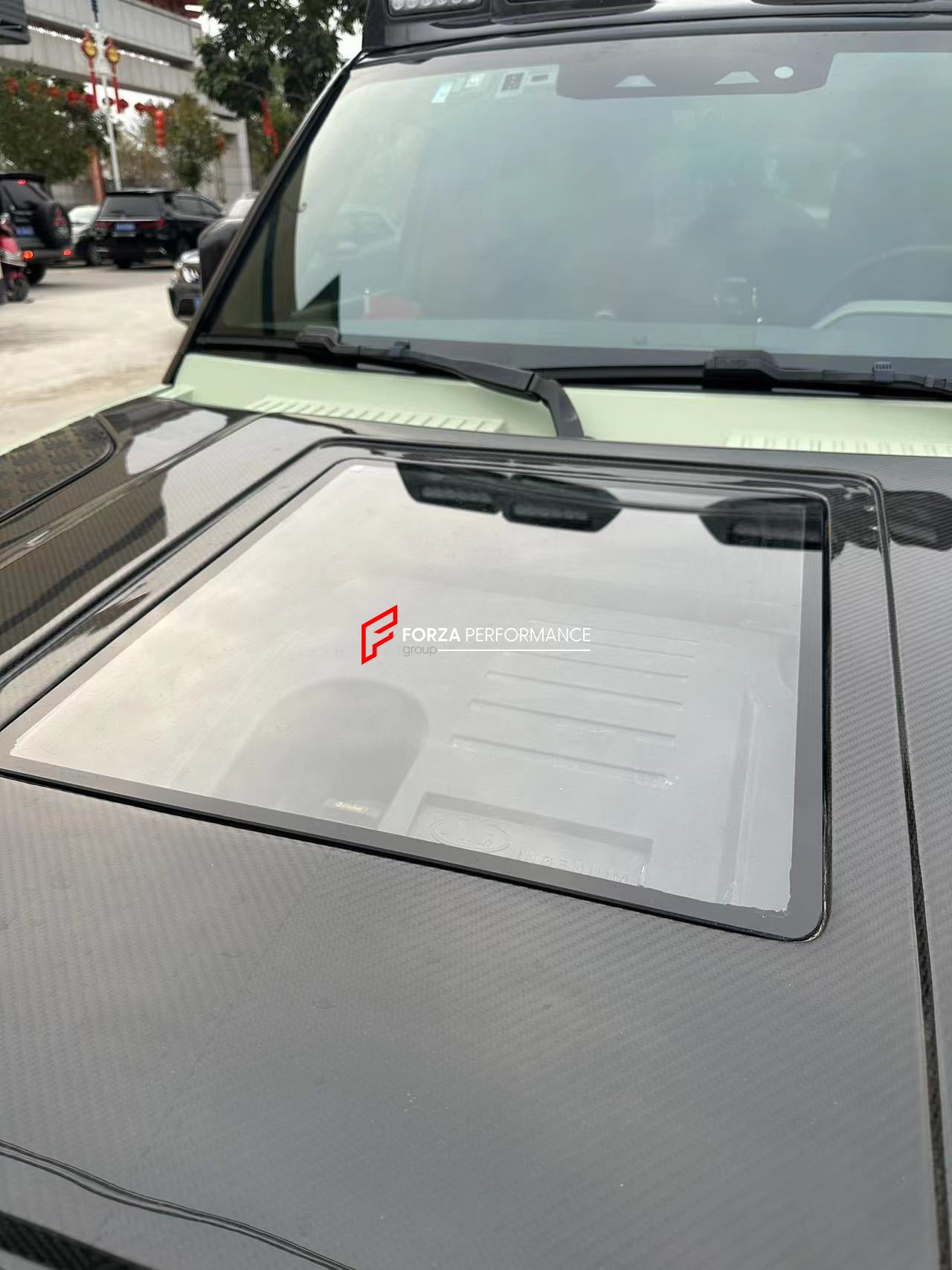 WIDE BODY KIT for LAND ROVER DEFENDER 2021+  Set includes:  Front Bumper Rear Bumper Side Fenders Side Skirts Front Grille Roof LED Bar Dry Carbon Hood with Glass Roof Spoiler Side Skirts