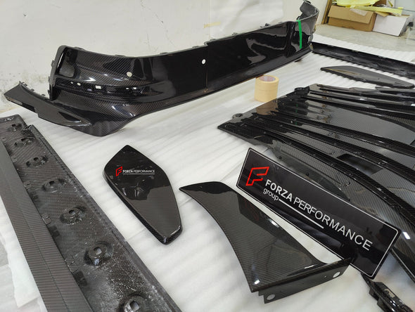 OEM STYLE CARBON REPLACEMENT PARTS for PORSCHE 911 992 GT3RS  Set includes:  Front Bumper Fender Flares Side Mirror Covers Side Skirts Side Air Vents Rear Spoiler Side Plates Rear Bumper Rear Diffuser