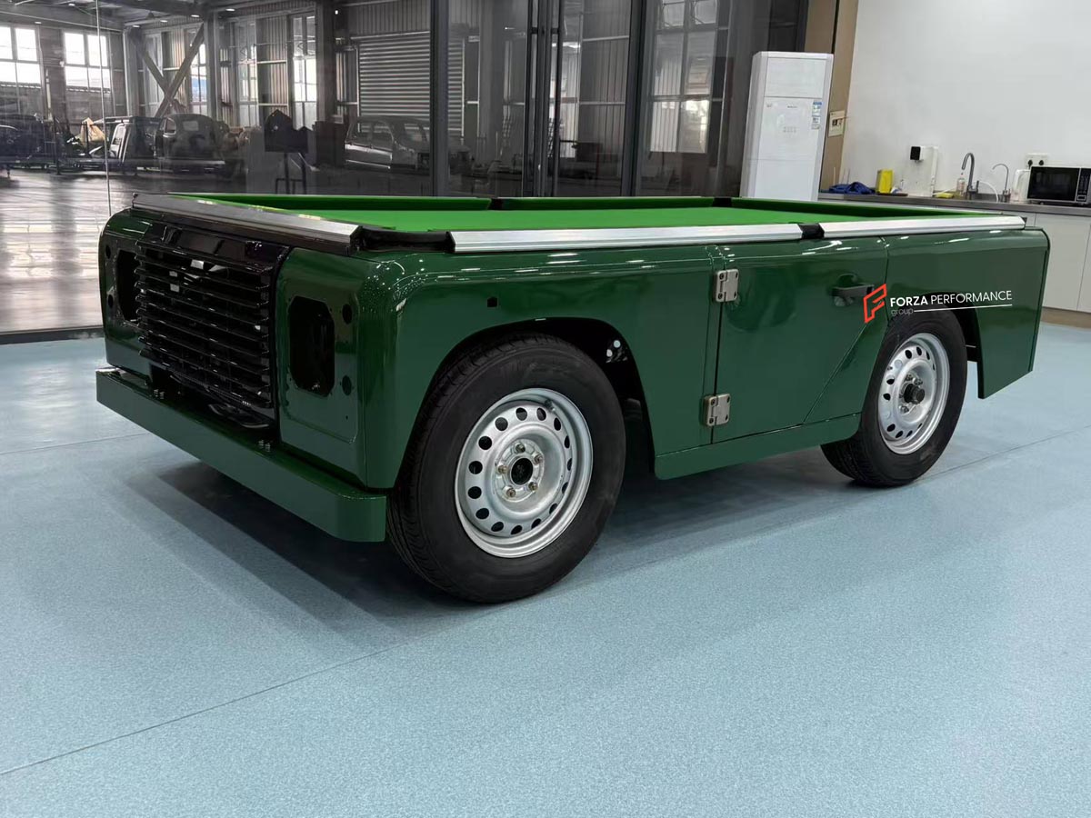 Defender inspired billiard table, automotive furniture, car furniture, garage furniture, showroom furniture, man cave furniture, custom pool table, custom billiard table, classic 4x4 decor, off-road inspired furniture, luxury garage decor, car enthusiast gift, automotive interior design