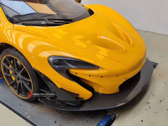 CONVERSION UPGRADE DRY CARBON BODY KIT for MCLAREN 650S 2014 - 2017 upgrade to P1

Set includes:

Front Lip
Front Bumper Body Panel
Side Skirts
Rear Quarter Body Panel
Engine Cover Panel
Rear Spoiler
Rear Bumper
Rear Diffuser
Exhaust System

Material: Dry Carbon

NOTE: Professional installation is required.