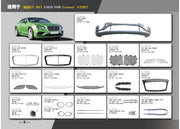 PARTS for BENTLEY CONTINENTAL GT 2011 - 2018

Set includes:

Front Bumper (3W3 807 217 APGRU)
Grille Case (Chrome) (3W3 853 667A)
Grille Case (Black) (3W3 853 667)
Grille (Chrome) (3W3 853 683/684)
Grille (Black) (3W3 853 683A/684A)
Fog Lamp Case (Chrome) (3W3 807 647E/648E)
Fog Lamp Case (Black) (3W3 807 647/648)
Bumper Grille (Chrome) (3W3 807 681R/682R)
Bumper Grille (Black) (3W3 807 681S/682S)
Front Bumper Bracket (3W3 807 183C/184C)
Grille Case (3W3 853 651F)
Water Cover (3W8 807 927/928)
Trailer Cover