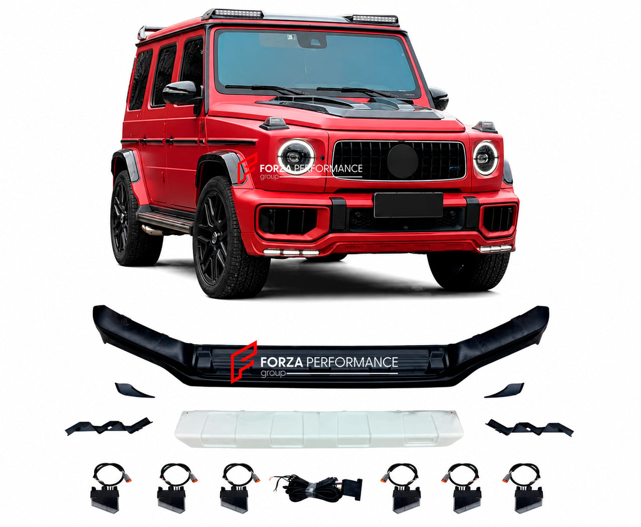 PLASTIC FRONT LIP WITH LED for MERCEDES BENZ G CLASS W465 G450D G500 2024 - 2026 custom fit buy TopCar style design