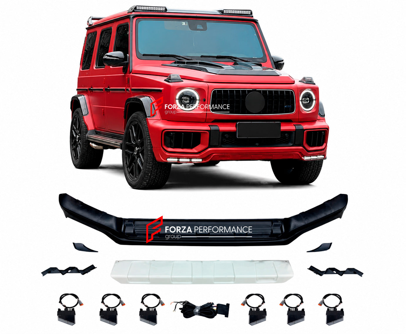 PLASTIC FRONT LIP WITH LED for MERCEDES BENZ G CLASS W465 G450D G500 2024 - 2026 custom fit buy TopCar style design
