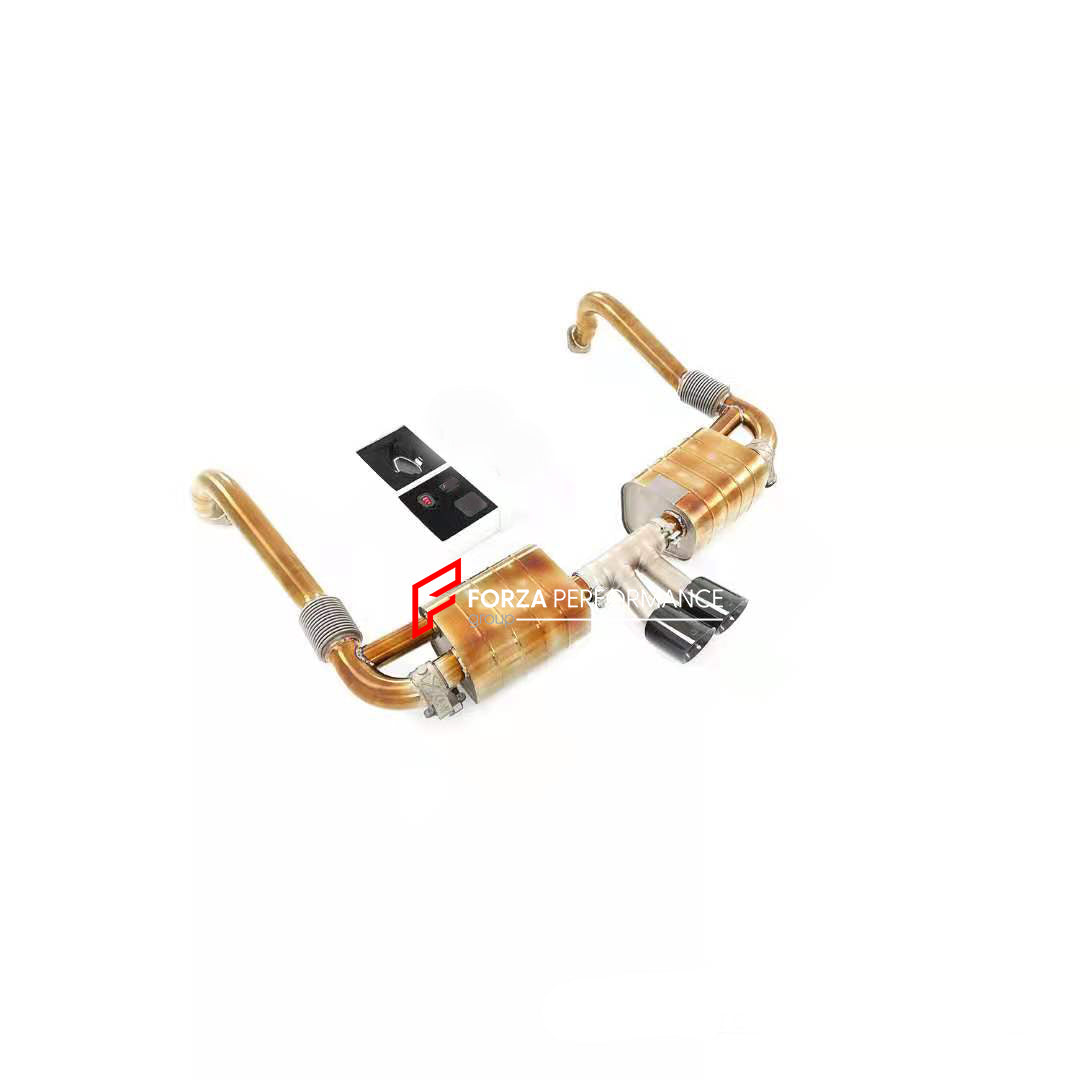 Golden finish, titanium valved exhaust catback for Porsche 718 Boxster 982 2017+ 2.0 2.5T