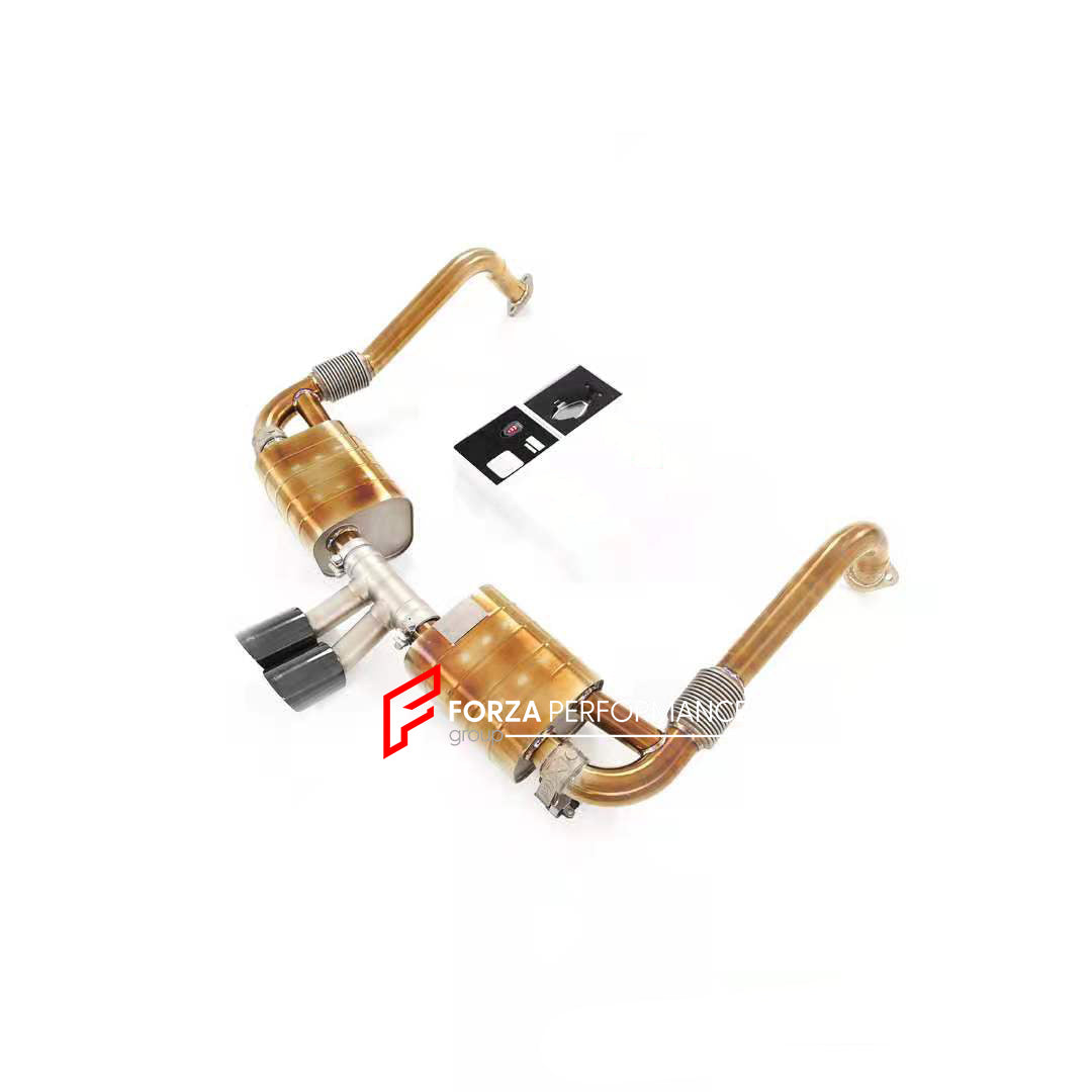 Golden finish, titanium valved exhaust catback for Porsche 718 Boxster 982 2017+ 2.0 2.5T
