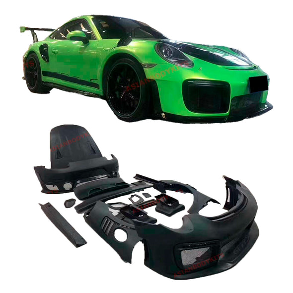 CONVERSION UPGRADE BODY KIT for PORSCHE 911 991.1 991.2 2011 - 2020 upgrade to GT2RS

Set includes:

Front Lip
Front Bumper Assembly
Front Fenders with Air Vents
Side Skirts

Hood / Bonnet
Trunk
Rear Bumper
Exhaust Catback

Material: Plastic
