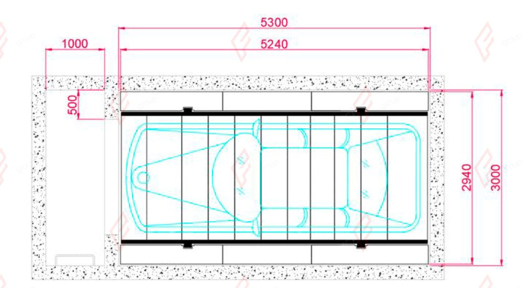 PTP-2 Pit-Mounted Two-Post Garage Parking Lift - In-Ground Car Stacker - elevador de coches / monte-voiture