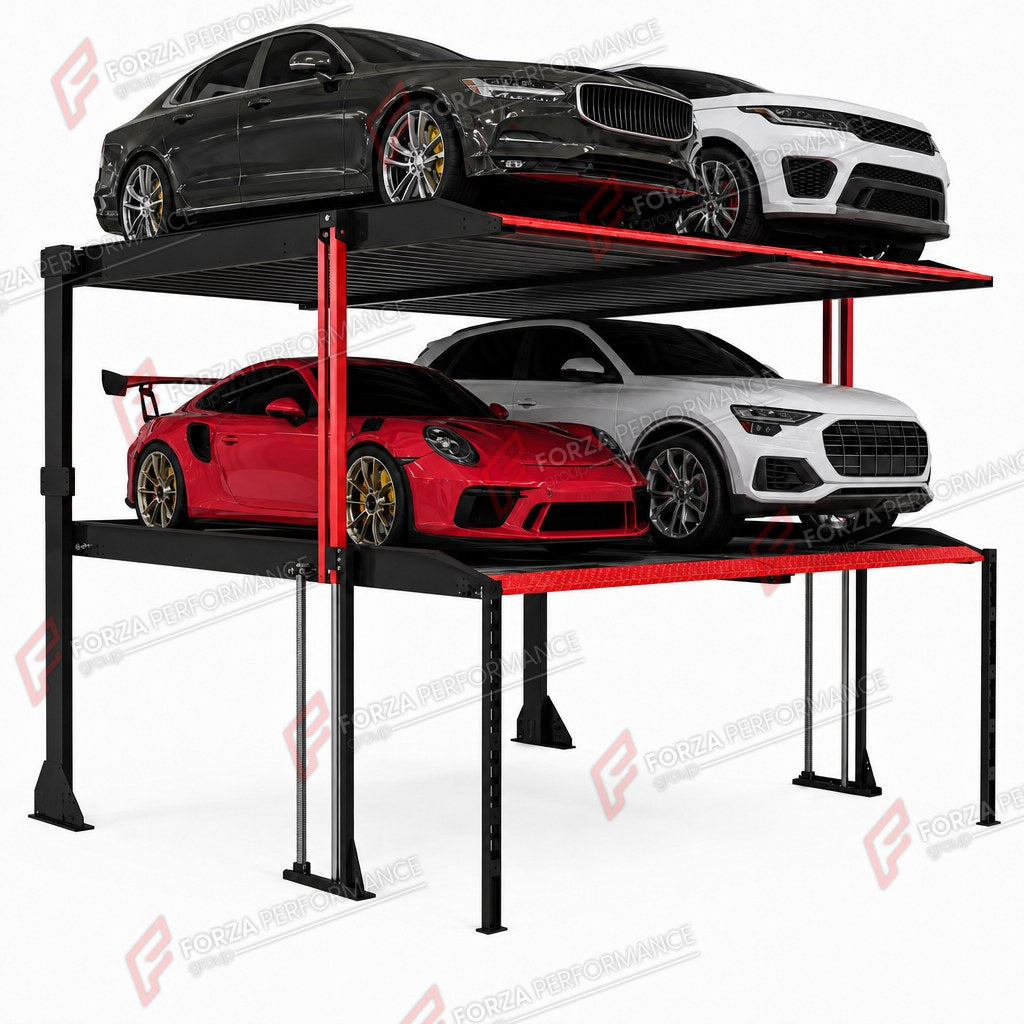PTP-4D Pit-Mounted Double Two-Post Garage Parking Lift - 4-Car In-Ground - elevador de foso empotrado / élévateur à fosse encastré