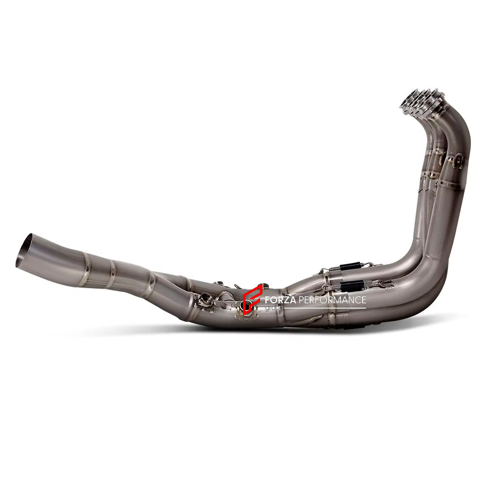 RACING TITANIUM MOTORCYCLE EXHAUST SYSTEM for BMW S1000RR M S1K S1000R 2019 - 2024

Set include:

Header
2-1 Merge Collectors
Mid pipe


Material: Titanium (can be made in Stainless Steel)

NOTE: Professional installation is required.

FEATURES:

Engineered Digital prototyping using 3D CAD design software, each car model chassis has been 3D laser scanned in the factor
Factory run all test cars on Italian 1200HP Dyno machine, to make the best performance design of exhaust
CNC bending machine accurately bends
