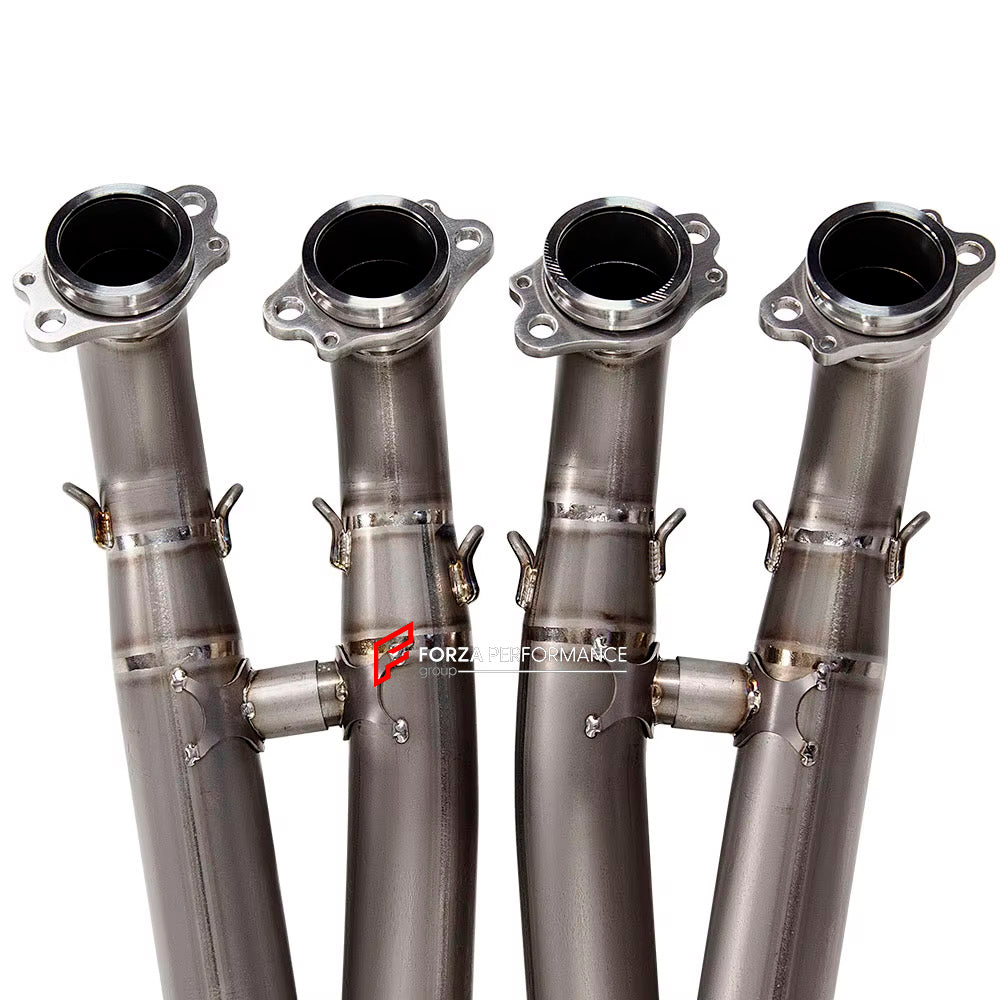 RACING TITANIUM MOTORCYCLE EXHAUST SYSTEM for BMW S1000RR M S1K S1000R 2019 - 2024

Set include:

Header
2-1 Merge Collectors
Mid pipe


Material: Titanium (can be made in Stainless Steel)

NOTE: Professional installation is required.

FEATURES:

Engineered Digital prototyping using 3D CAD design software, each car model chassis has been 3D laser scanned in the factor
Factory run all test cars on Italian 1200HP Dyno machine, to make the best performance design of exhaust
CNC bending machine accurately bends
