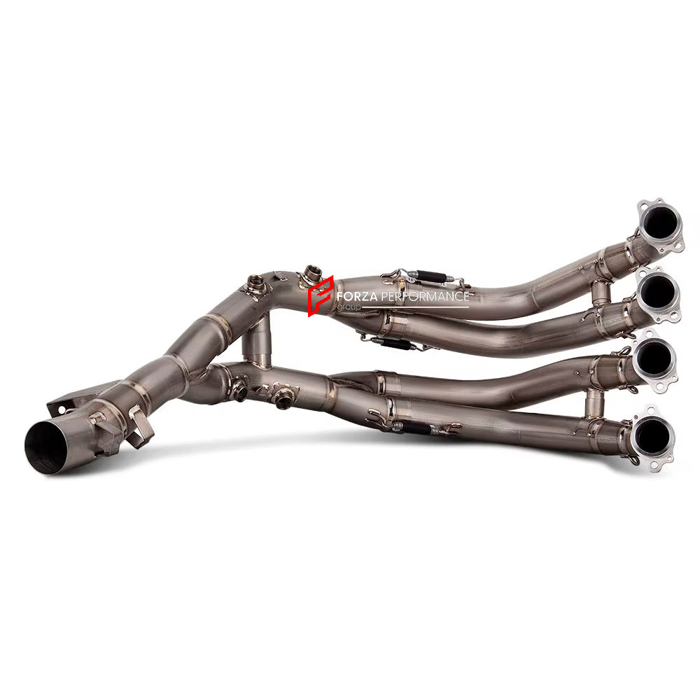 TITANIUM MOTORCYCLE EXHAUST SYSTEM for BMW S1000XR M1000XR 2020+

Set include:

Header
2-1 Merge Collectors
Mid pipe


Material: Titanium (can be made in Stainless Steel)

NOTE: Professional installation is required.

FEATURES:

Engineered Digital prototyping using 3D CAD design software, each car model chassis has been 3D laser scanned in the factor
Factory run all test cars on Italian 1200HP Dyno machine, to make the best performance design of exhaust
CNC bending machine accurately bends the tube accordin