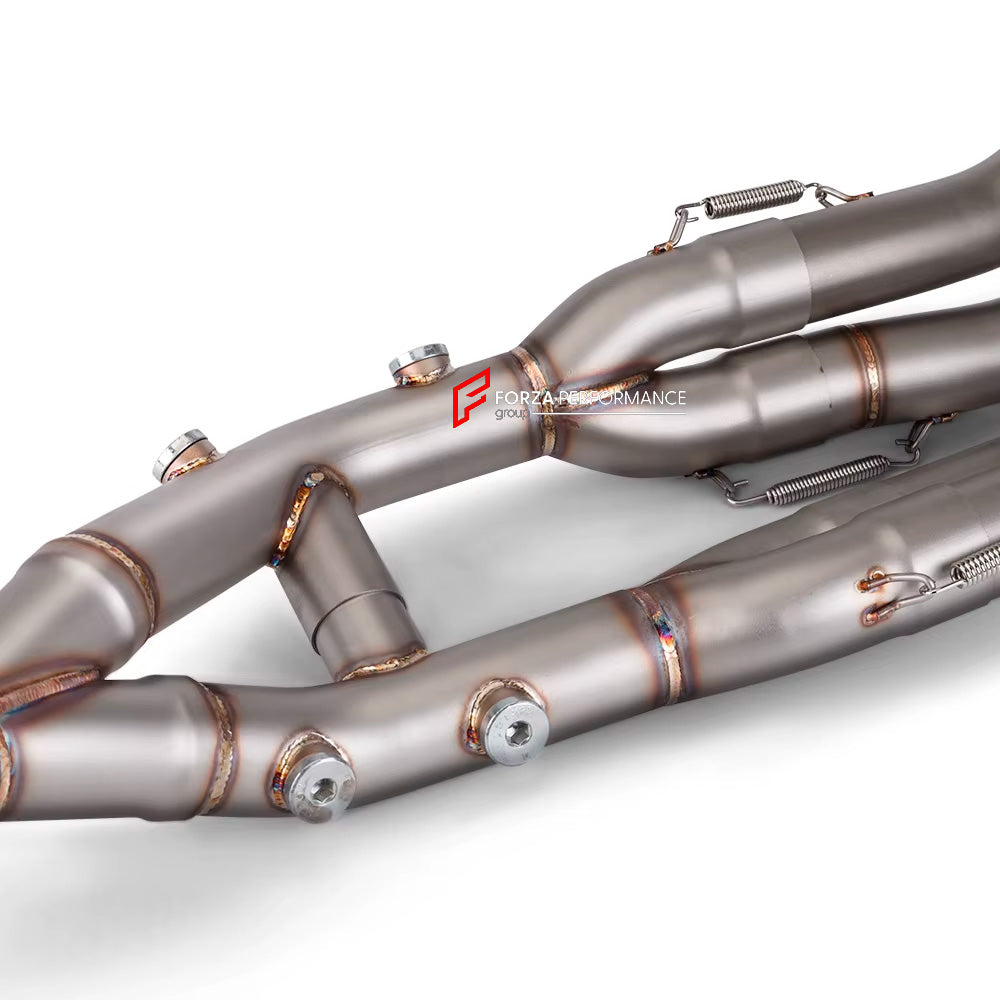RACING TITANIUM MOTORCYCLE EXHAUST SYSTEM for BMW S1000RR M S1K S1000R

Set include:

Header
2-1 Merge Collectors
Mid pipe


Material: Titanium (can be made in Stainless Steel)

NOTE:&nbsp;Professional installation is required.

FEATURES:

Engineered Digital prototyping using 3D CAD design software, each car model chassis has been 3D laser scanned in the factor
Factory run all test cars on Italian 1200HP Dyno machine, to make the best performance design of exhaust
CNC bending machine accurately bends the tu